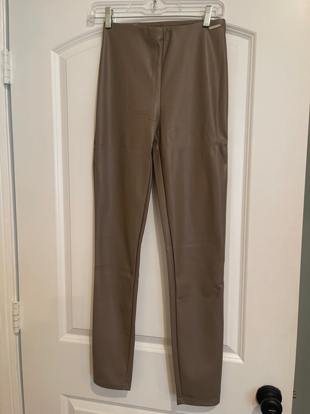 Fabletics Taupe Faux Leather Leggings